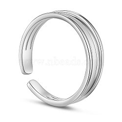 SHEGRACE 925 Sterling Silver Cuff Tail Ring, with Three Bands4, Silver, US Size 4 1/4(15mm)(JR449A)