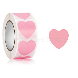 Heart Paper Stickers, Self Adhesive Roll Sticker Labels, for Envelopes, Bubble Mailers and Bags, Pink, 25mm, 500Pcs/roll(HEAR-PW0001-173A)