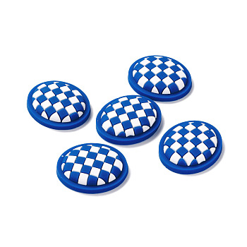 PVC Cabochons, for Hair Accessories, Oval with Lattice, Blue, 29x25x6mm