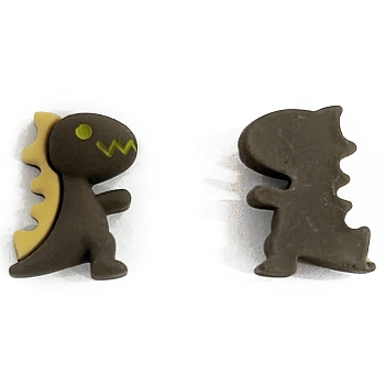Opaque Resin Cabochons, Dinosaur, Coffee, 22x15mm