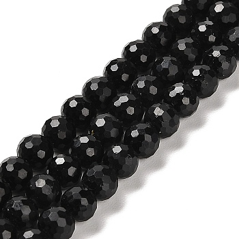Natural Black Tourmaline Beads Strands, Faceted Round, 5.8~6.8mm, Hole: 0.9mm, about 62~66pcs/strand, 15.04''~15.35''(38.2~39cm)