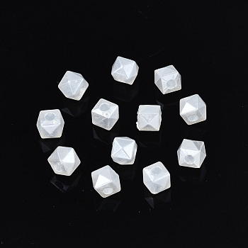 ABS Plastic Imitation Pearl Beads, Cube, Creamy White, 4x4x4mm, Hole: 1.2mm, about 16700pcs/500g