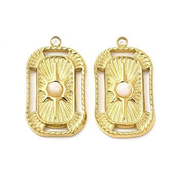Natural White Jade Pendants, Rectangle Charms, with Vacuum Plating Real 18K Gold Plated 201 Stainless Steel Findings, 21.5x12.5x3.5mm, Hole: 1.6mm