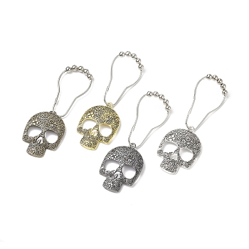 4Pcs Skull Shower Curtain Hooks, with Iron Curtain Rings, for Bathroom Decoration, Mixed Color, 140mm, 4pcs/set