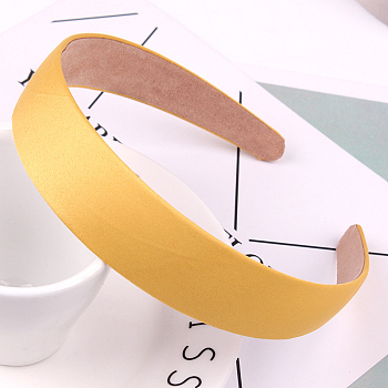 Wide Cloth Hair Bands, Solid Simple Hair Accessories for Women, Gold, 145x130x28mm