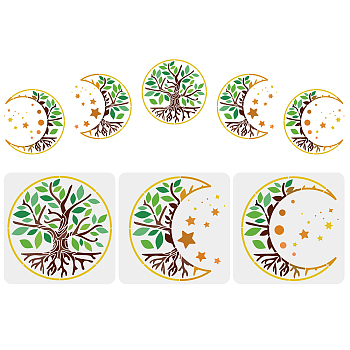 Plastic Drawing Painting Stencils Templates Sets, Square, Moon Phase Pattern, 30x30cm, 3 style/set