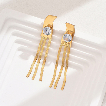 Fashionable Vintage Tassel Stud Earrings for Women, Casual and Versatile, Real 18K Gold Plated, 9mm