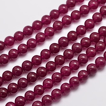 Natural & Dyed Malaysia Jade Bead Strands, Round, Medium Violet Red, 8mm, Hole: 1.0mm, about 48pcs/strand, 15 inch