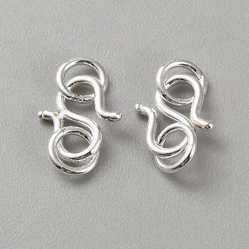 925 Sterling Silver and S-Hook Clasps, with Jump Rings, Silver, 11x10x1mm