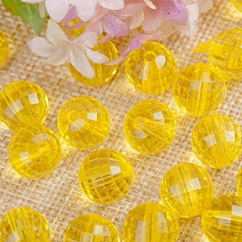 Transparent Acrylic Beads, Round, Yellow, 8mm