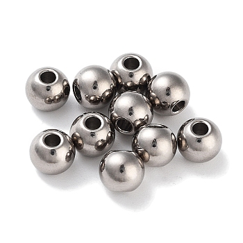 Titanium Steel Beads, Round, Stainless Steel Color, 10x9mm, Hole: 2.8mm