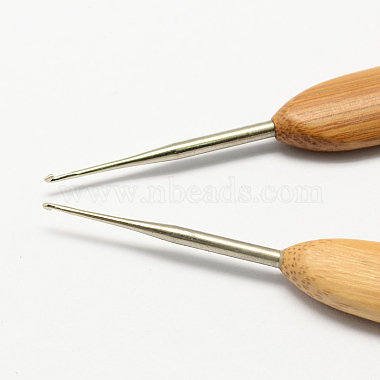 Bamboo Handle Iron Crochet Hook Needles(TOOL-R034-1.0mm)-2