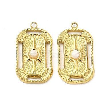 Real 18K Gold Plated Rectangle White Jade Pendants