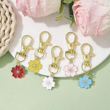 Décorations de pendentif en émail en alliage de fleur de sakura(HJEW-JM01726)-4
