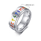 Rainbow Color Pride Flag Rune Words Odin Norse Viking Amulet Enamel Rotating Ring(RABO-PW0001-037A)-5