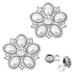 2Pcs Zinc Alloy Rhinestone Cufflinks, with Plastic Imitation Pearl, Platinum, 25x24.5mm(AJEW-ME0001-44P)