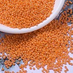 MIYUKI Round Rocailles Beads, Japanese Seed Beads, 11/0, (RR473) Opaque Orange AB, 11/0, 2x1.3mm, Hole: 0.8mm, about 1111pcs/10g(X-SEED-G007-RR0473)