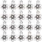 140Pcs Tibetan Style Alloy Pendants, Flower Charms, Antique Silver, 13.5x9.5x2mm, Hole: 1.8mm(FIND-SC0016-23)