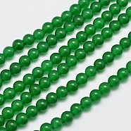 Natural & Dyed Malaysia Jade Bead Strands, Round, Green, 6mm, Hole: 0.8mm, about 64pcs/strand, 15 inch(X-G-A146-6mm-A06)