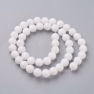 Natural White Jade Round Bead Strands, Dyed & Heated, 8~8.5mm, Hole: 1mm, about 50pcs/strand, 15.7 inch(G-N0120-50-8mm)