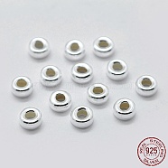 925 Sterling Silver Spacer Beads, Rondelle, Silver, 7x4mm, Hole: 3mm, about 12pcs/5g(STER-K171-39S-03)