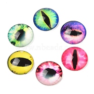 Half Round/Dome Dragon Eye Printed Glass Cabochons, Mixed Color, 20x6mm(GGLA-A002-20mm-AB)