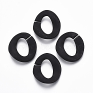 Spray Painted CCB Plastic Linking Rings, Quick Link Connectors, For Jewelry Curb Chains Making, Oval Twist, Black, 32x29.5x9mm, Inner Diameter: 12x20mm(CCB-R104-05B-01)