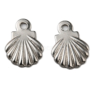304 Stainless Steel Charms, Shell, Stainless Steel Color, 7.5x5.5x0.8mm, Hole: 0.8mm(STAS-F160-32P)