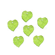 Transparent Acrylic Pendants, Aspen Leaf Charm, Lime Green, 16.5x16x3mm, Hole: 2mm, about 1400pcs/500g(TACR-T012-05)