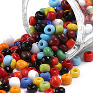 Glass Seed Beads, Opaque Colours Seed, Small Craft Beads for DIY Jewelry Making, Round, Mixed Color, 4mm, Hole:1.5mm, about 4500pcs/pound(SEED-A010-4mm-51)