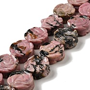 Natural Rhodonite Beads Strands, Rose, 14x7.5~8mm, Hole: 1.2mm, about 28~29pcs/strand, 15.16''(38.5~41.5cm)(G-D475-01L)