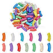Elite 78Pcs 13 Colors Opaque Crackle Acrylic Beads, Curved Tube, Mixed Color, 36x13.5x11.5mm, Hole: 4mm, about 6pcs/color(MACR-PH0001-62)