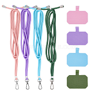 4 Sets 4 Colors Polyester Cord Mobile Straps, Adjustable Phone Lanyard, with TPU Cured Cloth Patch, and Platinum Alloy Swivel Clasps, Mixed Color, 156x0.5cm, 1 set/color(AJEW-HY0001-43)