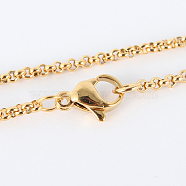 304 Stainless Steel Cable Necklaces, with Lobster Claw Clasps, Golden, 17.7 inch(44.9cm), 2mm(MAK-N016-13G)