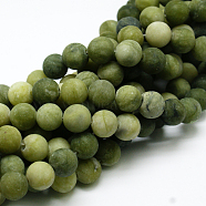 Round Frosted Natural TaiWan Jade Bead Strands, 6mm, Hole: 1mm, about 62pcs/strand, 15.5 inch(G-M248-6mm-02)