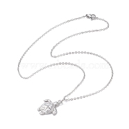 Ion Plating(IP) 201 Stainless Steel Tortoise with Starfish Pendants Necklaces, 304 Stainless Steel Cable Chains Necklace for Women, Stainless Steel Color, 17.56 inch(44.6cm), 1.5mm(NJEW-JN04283-02)