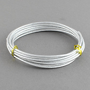 Textured Aluminum Wire, Bendable Metal Craft Wire, for Jewelry Wrapping Craft & Floral Wire, Silver, 12 Gauge, 2mm, about 6.56 Feet(2m)/roll(X-AW-R004-2m-01)