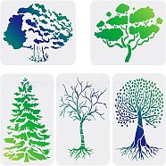 5 Sheets 5 Style PET Plastic Drawing Painting Stencils Templates Sets, Tree Pattern, 29.7x21cm, 1 sheets/style(DIY-WH0172-452)