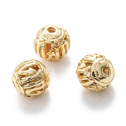 Alloy Hollow Beads, Round, Cadmium Free & Lead Free, Real 18K Gold Plated, Scorpio, 8x7~8mm, Hole: 1.5~2mm(PALLOY-P238-04G-RS)
