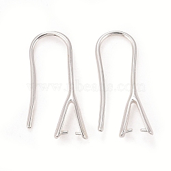 Rack Plating Eco-friendly Brass Earring Hooks, with Ice Pick Pinch Bails, Lead Free & Cadmium Free, 925 Sterling Silver Plated, 21x2.5mm, 24 Gauge, Pin: 0.5mm and 1mm(KK-D075-14S-RS)