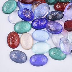 Transparent Resin Cabochons, with Glitter Powder, Oval, Mixed Color, 14x10x4.5mm(CRES-T016-012)