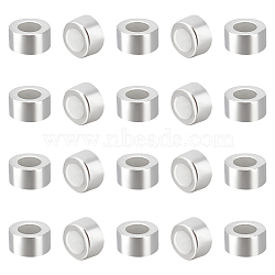 50Pcs 925 Sterling Silver Spacer Beads, Column, No 925 Stamp, with 1Pc Suede Fabric Square Silver Polishing Cloth, Silver, Bead: 2.5x1mm, Hole: 1mm(FIND-BC0005-07B)