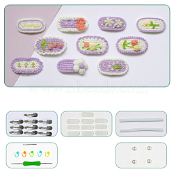 DIY Snap Hair Clips Decoration Crochet Kit, Including Wool Thread, Crochet Hook Needle, Patches, Locking Stitch Marker, Plastic Beads, Snap Hair Clips Findings, Lilac, 3.5~4.5cm(SENE-PW0003-084B)