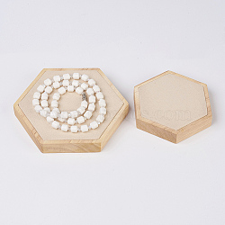 Wood Jewelry Displays, with Faux Suede, Hexagon, PeachPuff, Big: 12x13.6x1.9cm, Small: 9x10.3x1.9cm, 2pcs/set.(ODIS-E013-05A)