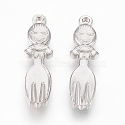 201 Stainless Steel Pendants, Fork, Stainless Steel Color, 24x6.5x3mm, Hole: 1.2mm(STAS-O118-38P)