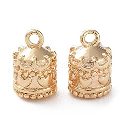 Brass Charms, Bell with Heart Pattern, Real 18K Gold Plated, 8.5x5.5mm, Hole: 1.2mm(KK-G474-11G)
