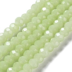 Baking Painted Imitation Jade Glass Bead Strands, Faceted Rondelle, Pale Green, 6x5mm, Hole: 1.2mm, about 85pcs/strand, 16.73''(42.5cm)(DGLA-A034-J6MM-A21)
