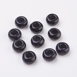 Synthetic Blue Goldstone European Beads, Large Hole Beads, Rondelle, 14x7~8mm, Hole: 6mm(X-G-G740-14x8mm-17)