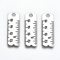 Tibetan Style Alloy Pendants for Teachers' Day, Lead Free & Cadmium Free, Ruler, Antique Silver, 29x9.5x1mm, Hole: 2mm, about 298pcs/500g(TIBE-S323-047AS-RS)