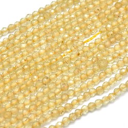 Natural Citrine Beads Strands, Faceted, Round, Dyed & Heated, 2mm, Hole: 0.5mm, about 192pcs/strand, 15.16 inch(38.5cm)(G-I289-02)